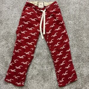 vintage Hollister mens pants s y2k Pajama Red All‎ Over Print drawstring pockets